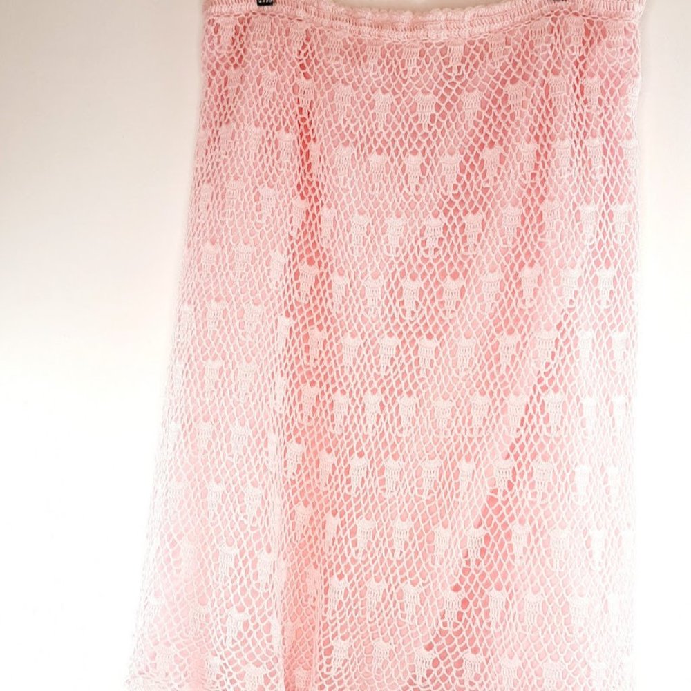 Elegant Vintage  Party Contemporary Pink Crochet  midi skirt - Picture 3 of 16